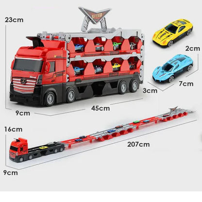 TurboTruck | Racerbane med affyringsfunktion - Multifunktionel legetøjslastbil