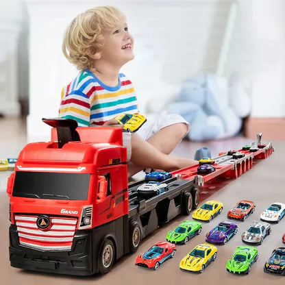 TurboTruck | Racerbane med affyringsfunktion - Multifunktionel legetøjslastbil