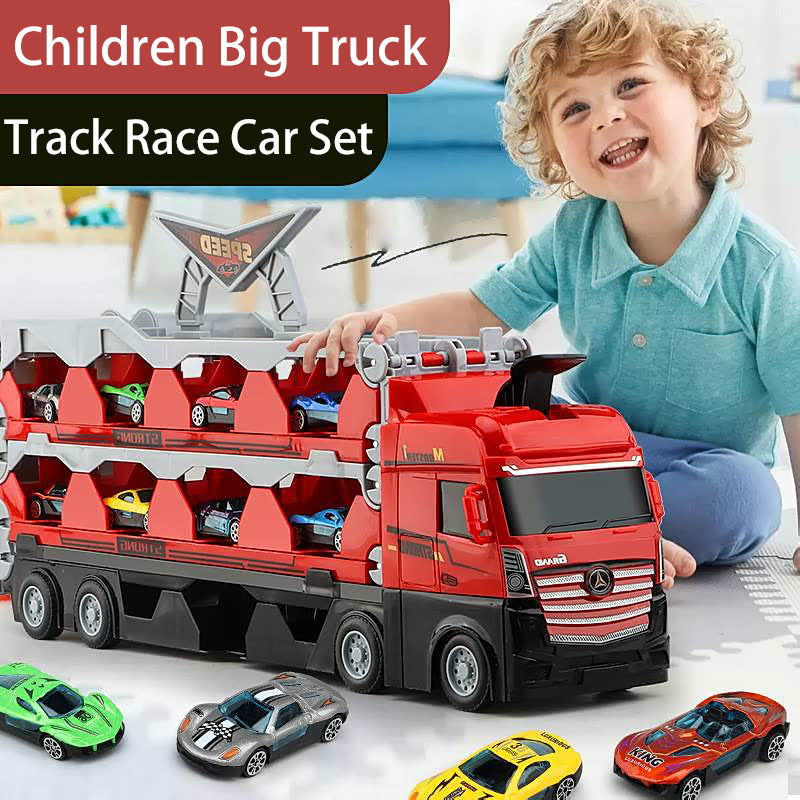 TurboTruck | Racerbane med affyringsfunktion - Multifunktionel legetøjslastbil