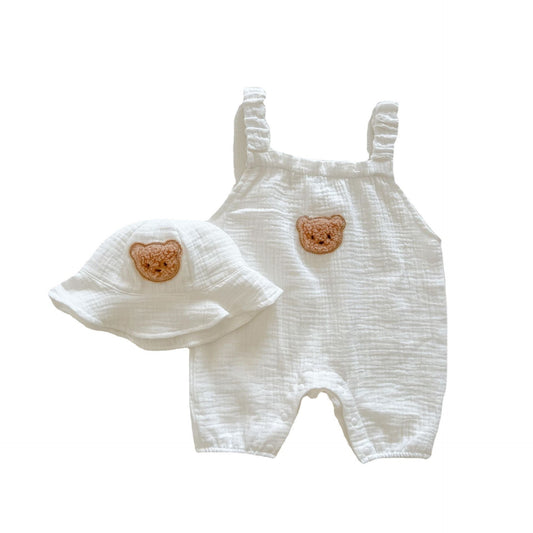 LittleLooks | Praktisk og luftig - Babyhavebukser med hat