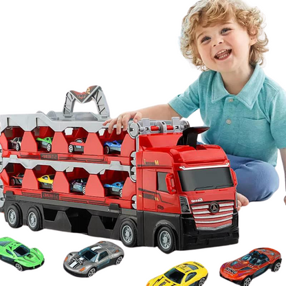 TurboTruck | Racerbane med affyringsfunktion - Multifunktionel legetøjslastbil