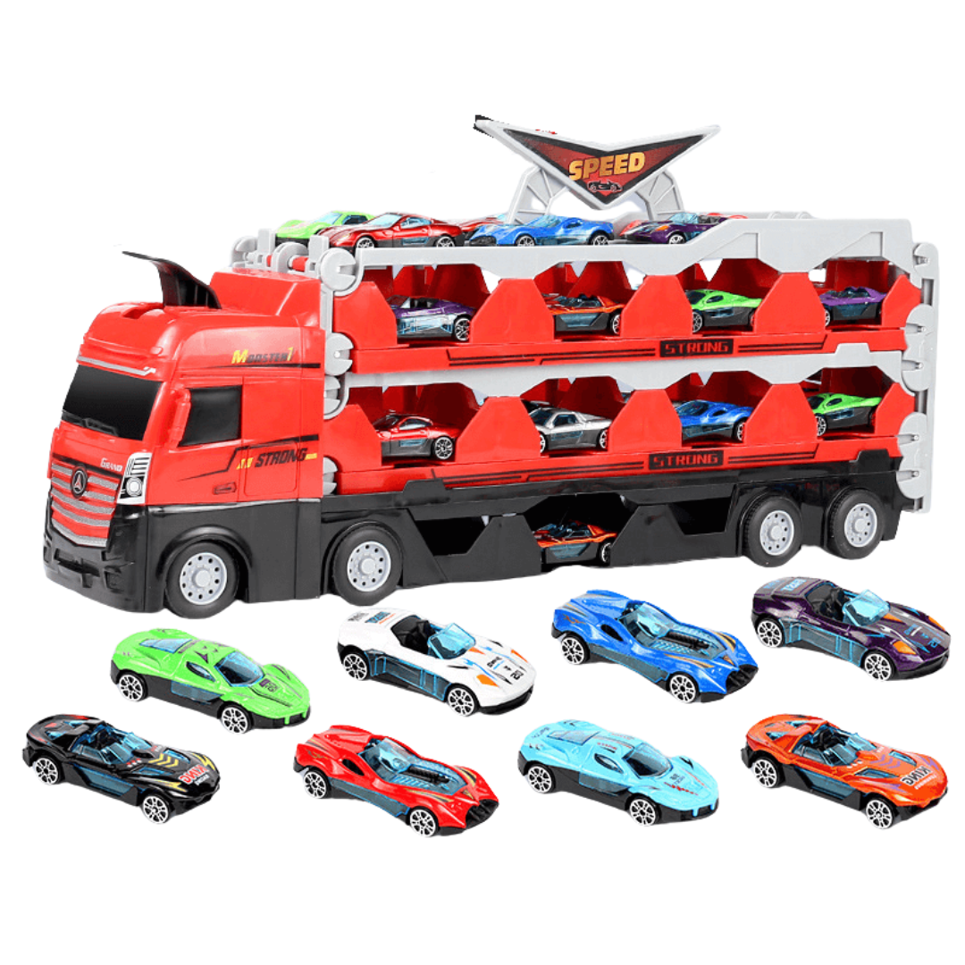 TurboTruck | Racerbane med affyringsfunktion - Multifunktionel legetøjslastbil