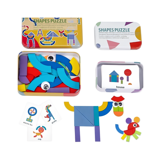 ShapeTiles | Byg farverige figurer - Puslespil i træ
